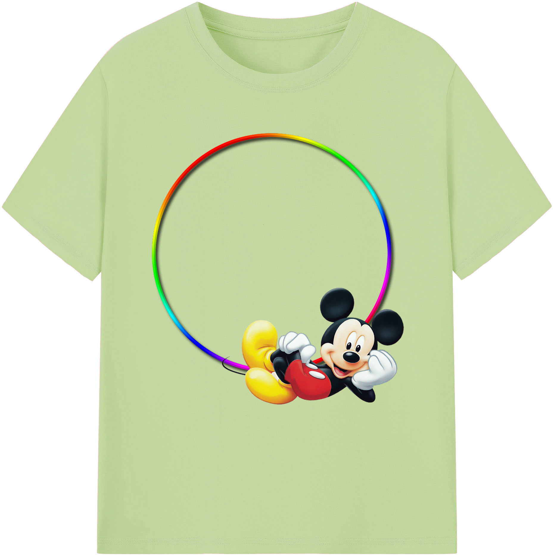 （画像用） ミッキーマウス Mickey Mouse 綿100％半袖Tシャツ（フロントプリント）